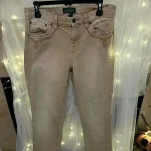 LRL Jeans Co. Ralph Lauren. Women’s Tan jeans with Western Design. Size 12.